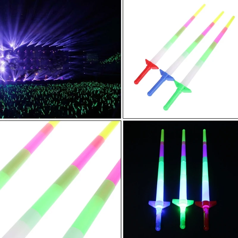 

Rainbow Laser Sword Extendable Plastic Light Up Flashing Wands Led Sticks Party Retractable Glow Sticks Children's Gift