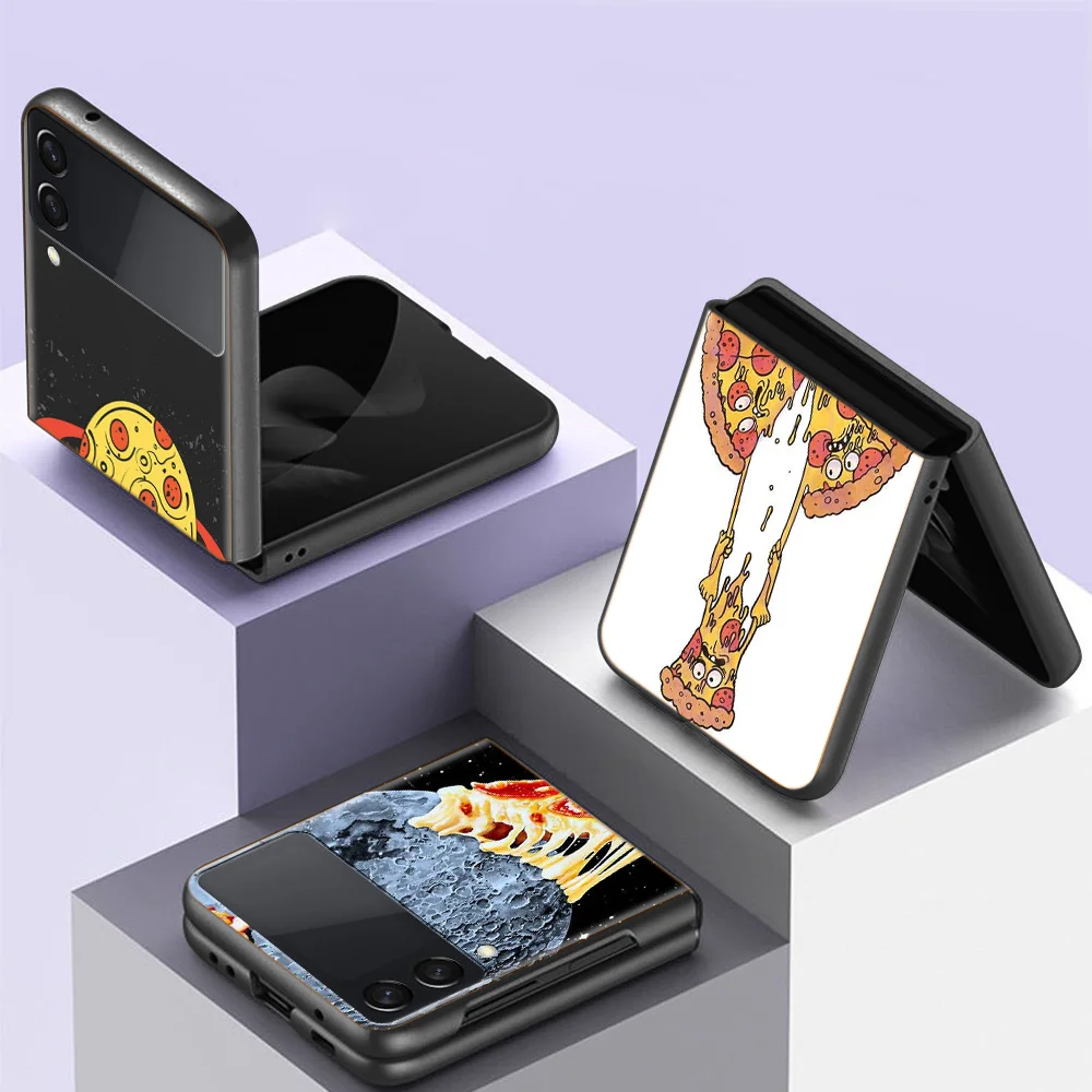 Pizza Best Friends BFF Phone Case For Fundas Samsung Galaxy Z Flip Flip3 Back Hard Capa for Z Flip 4 5G Coque Shell