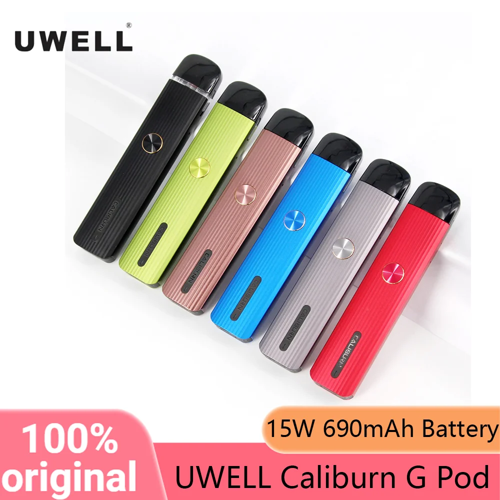 

Original UWELL Caliburn G Portable Pod System Vape Kit 2ml Cartridge 0.8 ohm Coil 15W 690mAh Battery Electronic Cigarette Kit
