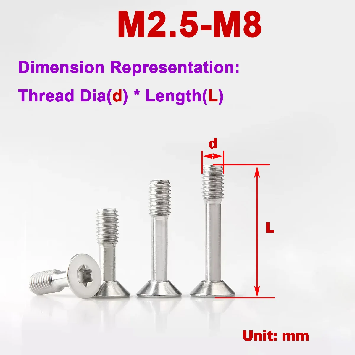 

304 Stainless Steel Flat Head Plum Blossom Thin Rod Half Tooth Locking And Non Falling Screw M2.5M3M4M5M6