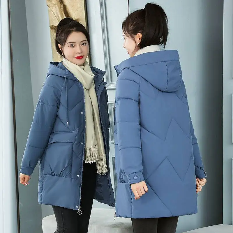 Warm Hooded Female Parkas Thickened Medium Length Cotton Padded Jacket For Women Winter New Korean Loose Down Wadded Coat