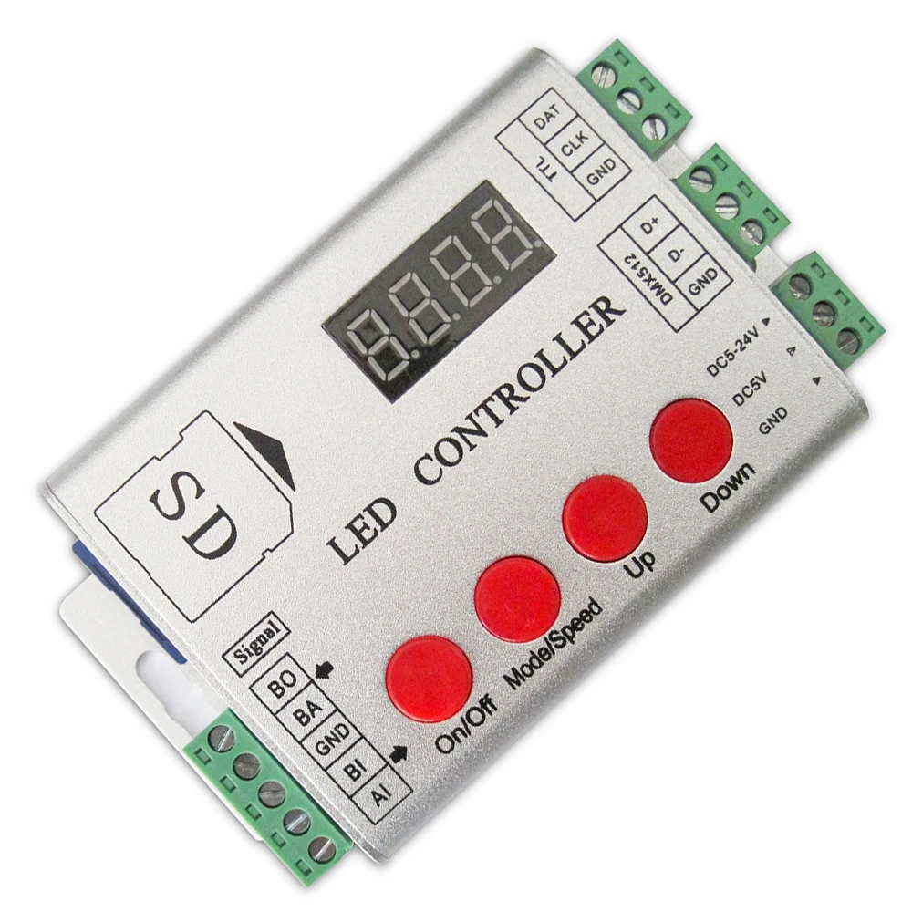 Контроллер пикселя APA102C WS2812B WS2811 RGB RGBW, 3 Вт, 2048 пикселей, поддержка SD-карты, DMX DMX512, консоль