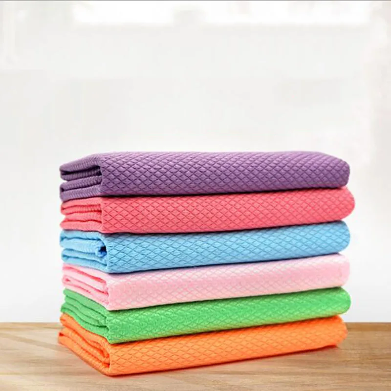 

6Pcs/Pack Non-Stick Oil Absorbent Rag Dry Thicken Fish Scale Wipe Cleaner Brush Cloth Kitchen Cleaning Accessories