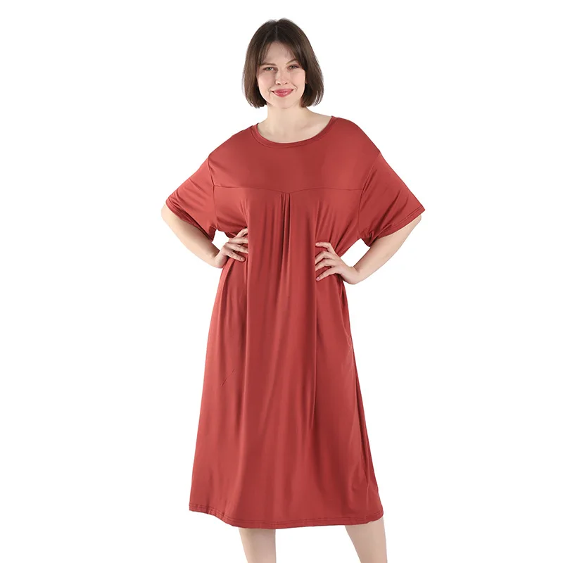 

Женская летняя свободная удобная мягкая эластичная тонкая впитывающая верхняя одежда большого размера, женское платье, пижама 45-130 кг