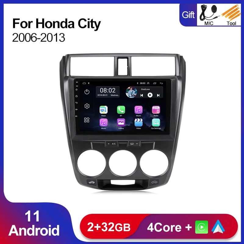 

Carplay 2+32G Android 11 For Honda City 2006 2007 2008 2009 2010 2011 2012 Car Multimedia Radio Stereo Player Navigation GPS