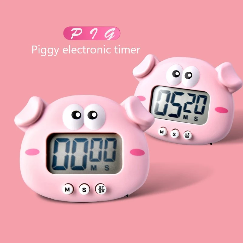 

Cute Cartoon Piggy And Chicken Electronic Timer Kitchen Baking Alarm Clock Student Learning Reminder Without Battery