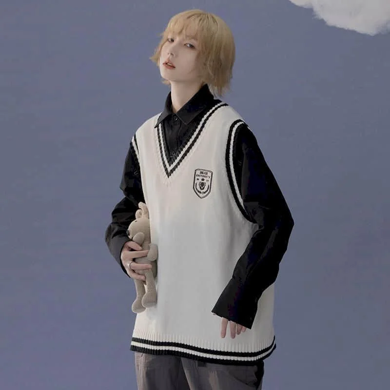 Мужской/женский Трикотажный жилет с V-образным вырезом и вышивкой - купить по