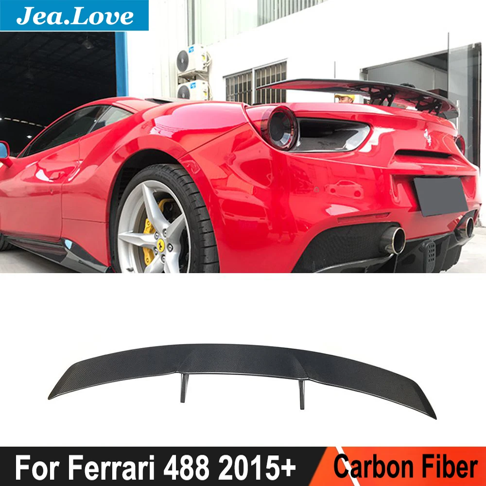 

N Style Real Carbon Fiber Car Rear Spoiler Back Trunk Fixed Wind Wing Lip Tail Decoration For Ferrari 488 2015+ Tuning