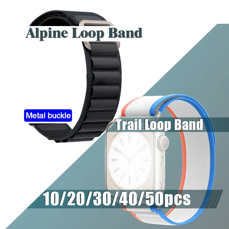 

Ремешок нейлоновый для iwatch series Ultra 8 7 6 5 4, петля для Trail band 45 мм 49 мм 38/40/41 мм, 10 ~ 50 шт.