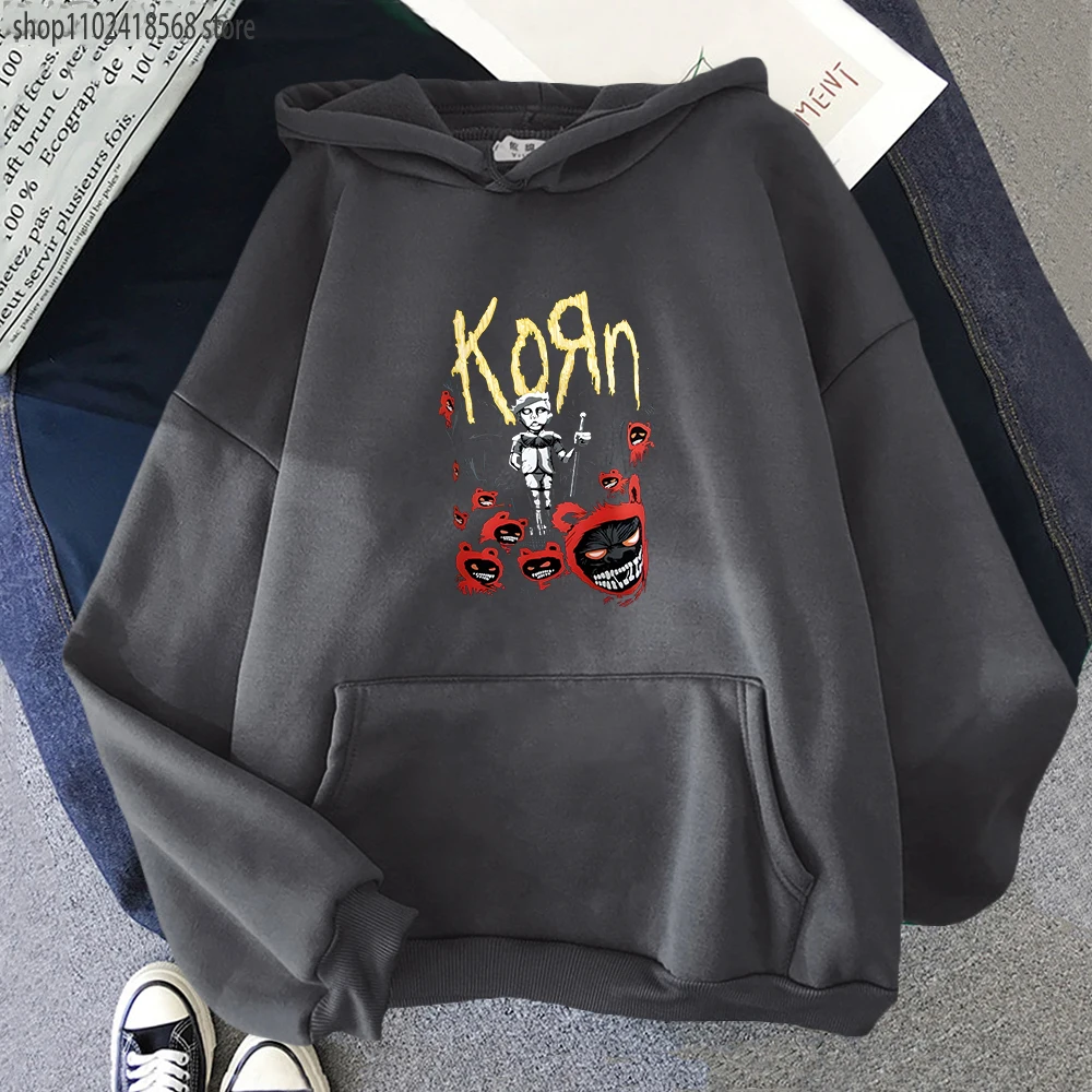 

Korn Music Band Hoodies Hip Hop Cartoon Printing Sweatshirts Mens Casual Long Sleeve Male Pullovers Gothic Kpop Graphic Pullover