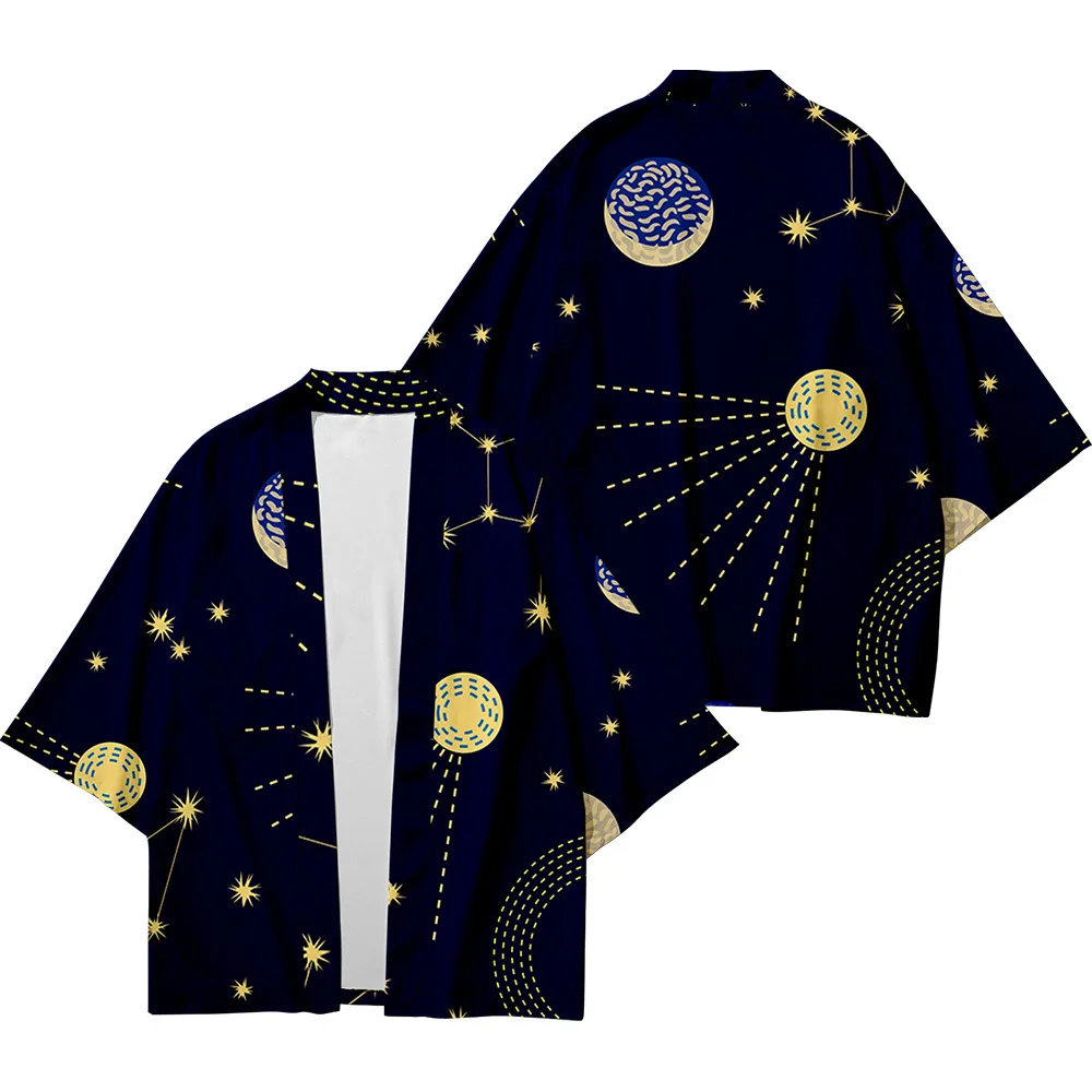 Женский и мужской кардиган свободное кимоно с геометрическим рисунком звездного