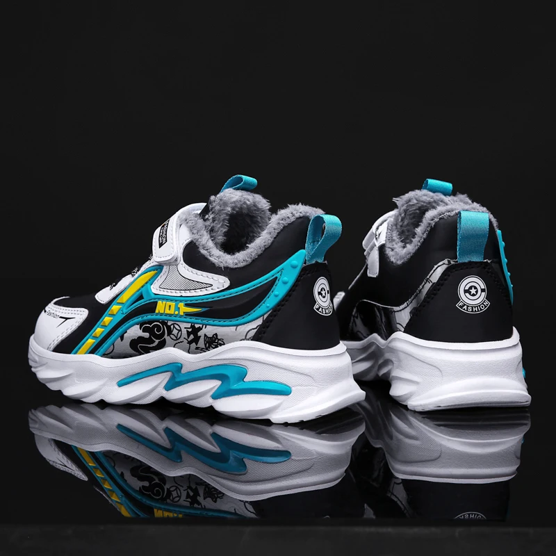 SENAGE Children's Snow Shoes Warm Plush Cotton Shoes Fashion Winter Kids Walking Sneakers Casual Light Soft Flat Shoes for Boys