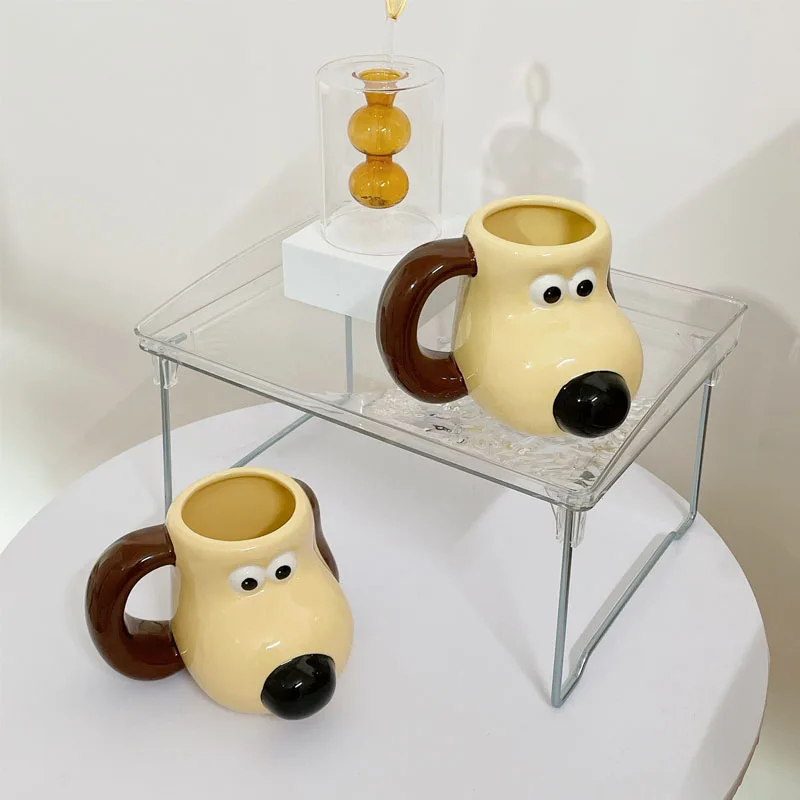 

Cartoon Ceramic Dog Coffee Cup with Handle Nordic Ins Home Decorarion Accessories Handmade Art Tea Mug Tray Gifts for Girlfriend