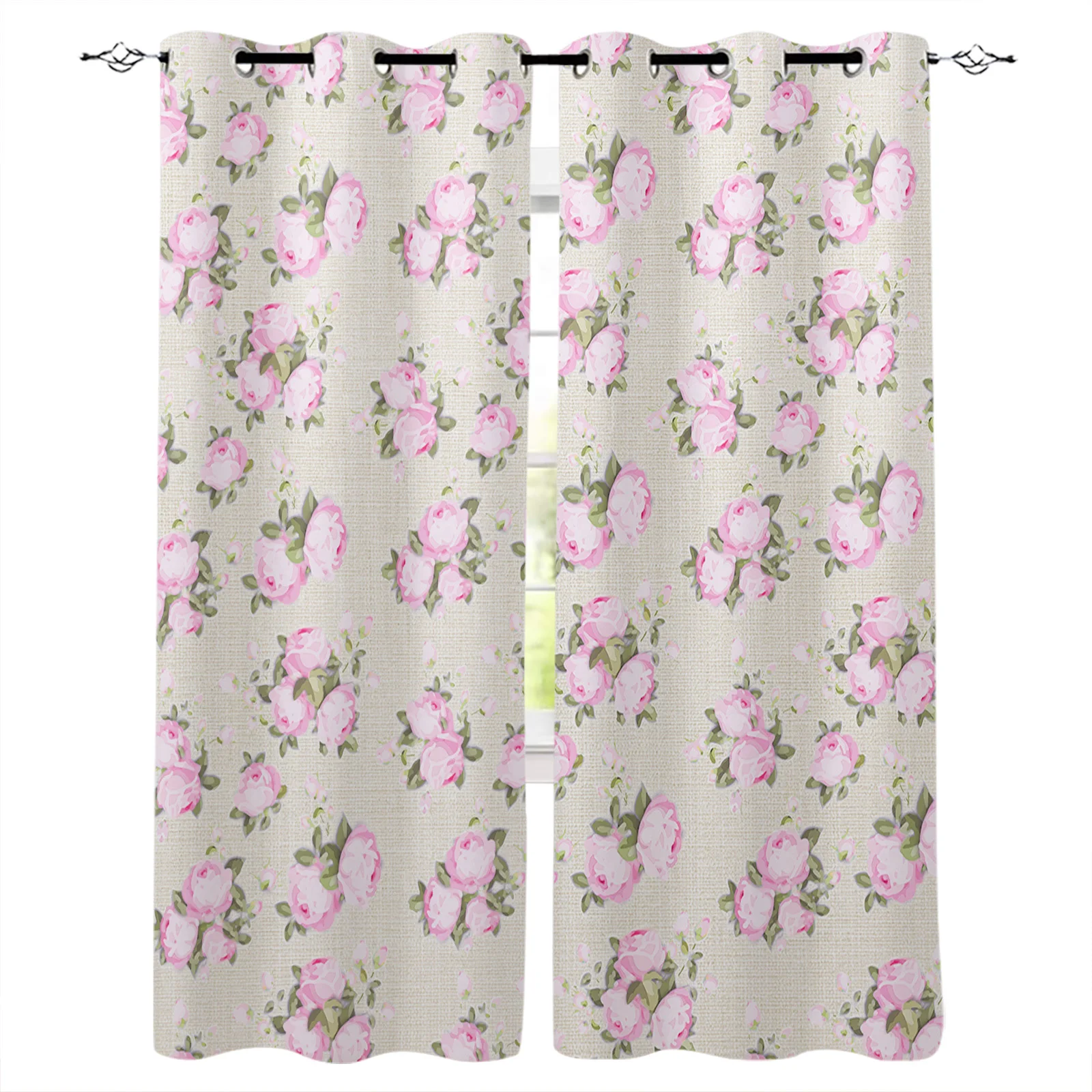 Занавеска для окна с изображением цветов и растений ручная работа занавеска