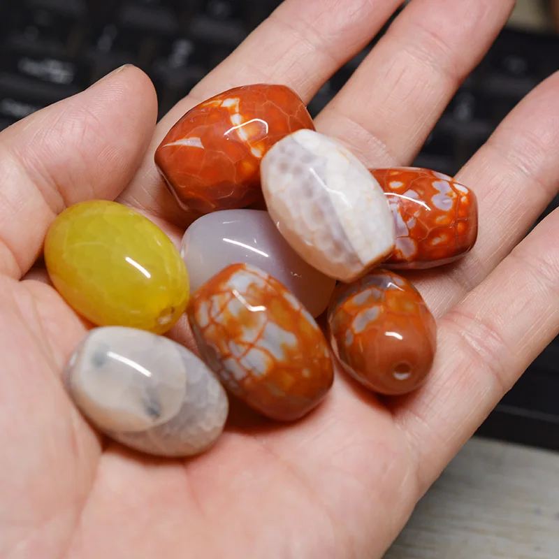 

Бусины из натурального агата россыпью в форме бочонка, большие отверстия для изготовления ювелирных изделий «сделай сам», аксессуары для браслетов, 1 шт., около 20 мм x 30 мм