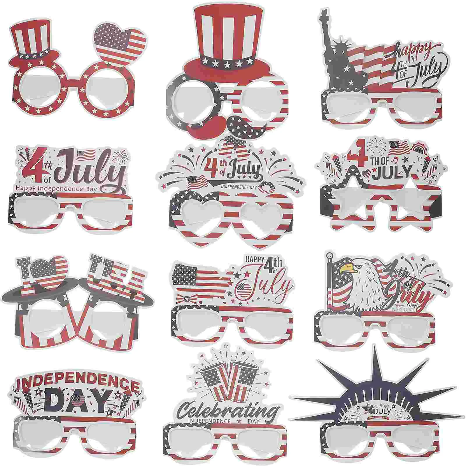

24pcs Independence Day Party Decorations Accessories 4th Of July Glasses Funny Glasses Patriotic Glasses