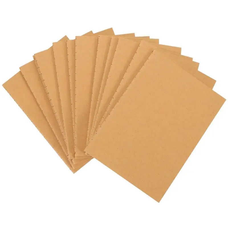 

12PCS A6 Kraft Notebooks Kraft Brown Blank Pages Blank Cover Kraft Journals thick paper ink from bleeding through for writing.