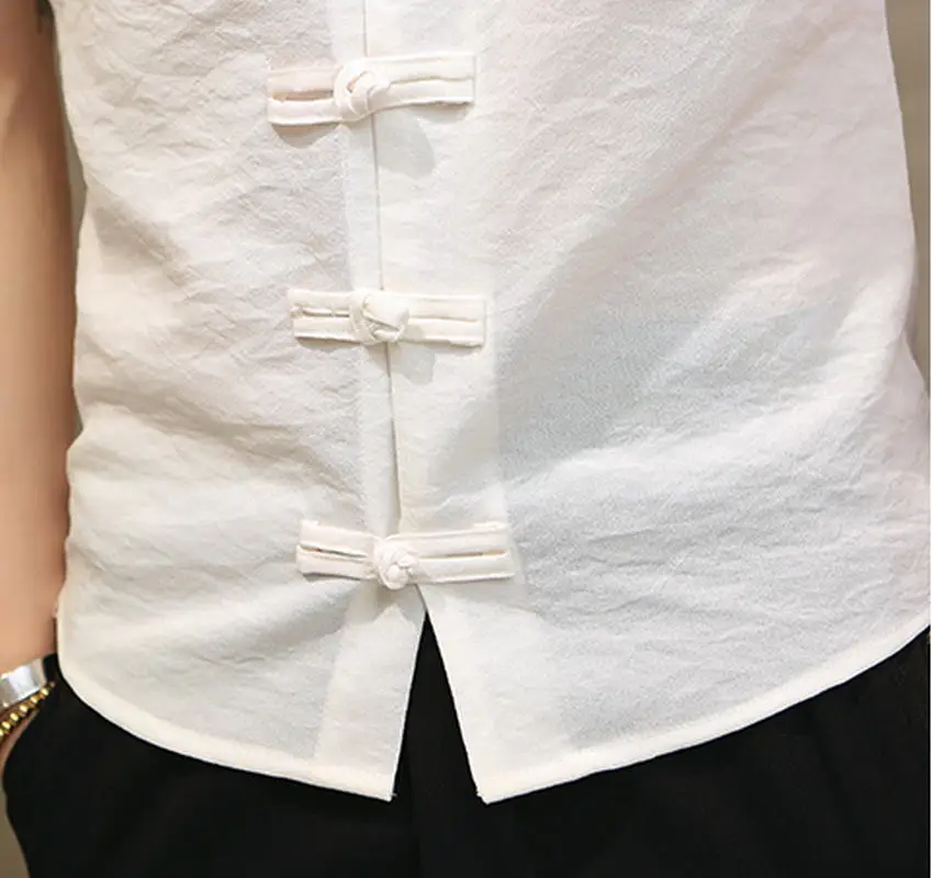 2022 Men's Large Size Linen Shirt Casual Street Wear Short Sleeve Stand Collar Plain Color Shirt Chinese Traditional Clothing5XL