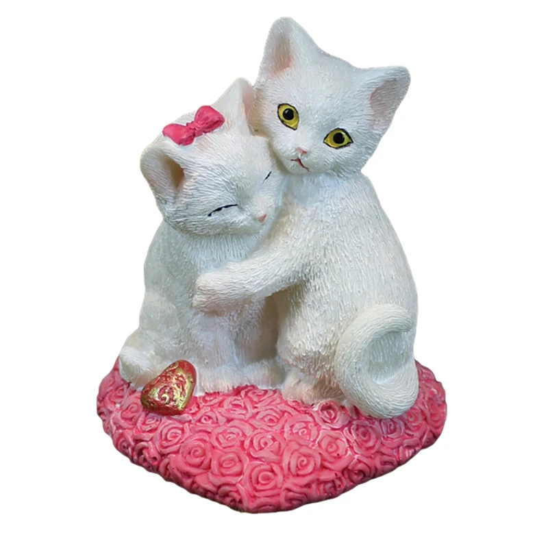 

Valentine's Day Couple Cat Sculpture Rose Cat Resin Crafts Gifts Holiday Commemorative Decorations Animal Decoration