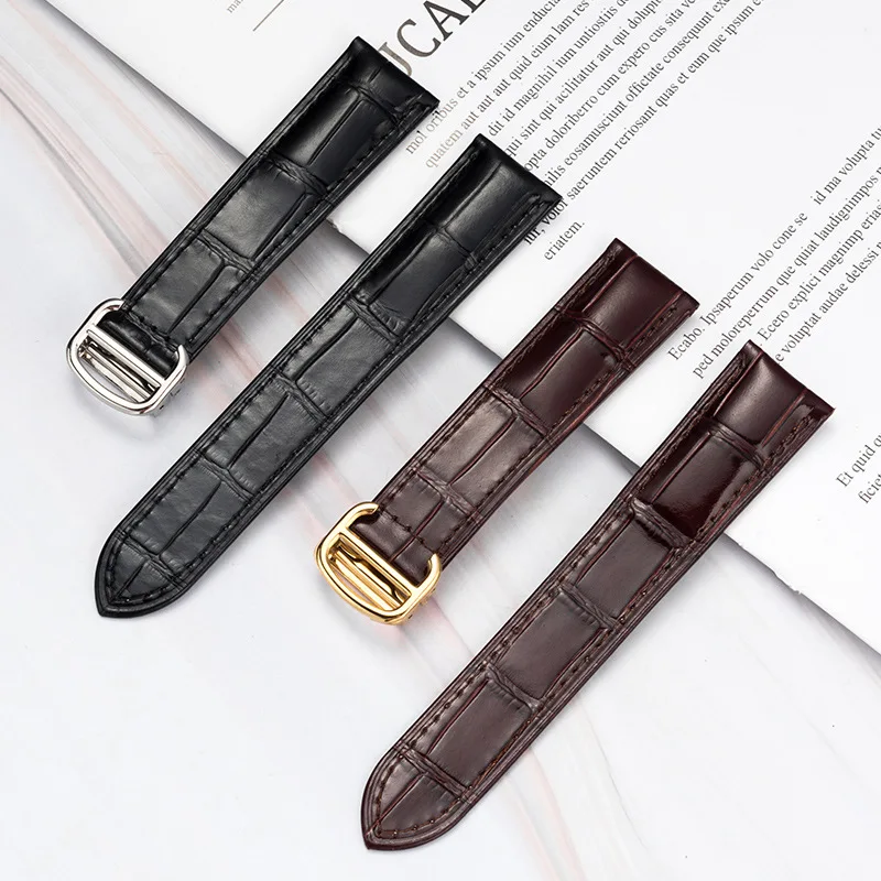 16mm 18mm 20mm 22mm Genuine Leather Watchband For Cartier Bracelet Replace Watch Cowhide Strap Straight Interface Universal Band