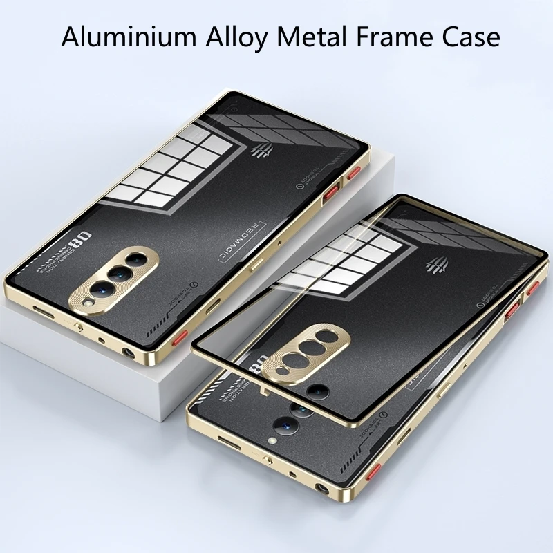 

For Casing bingkai logam paduan Aluminium untuk casing merah Magic 8 Pro penutup belakang akrilik ponsel transparan