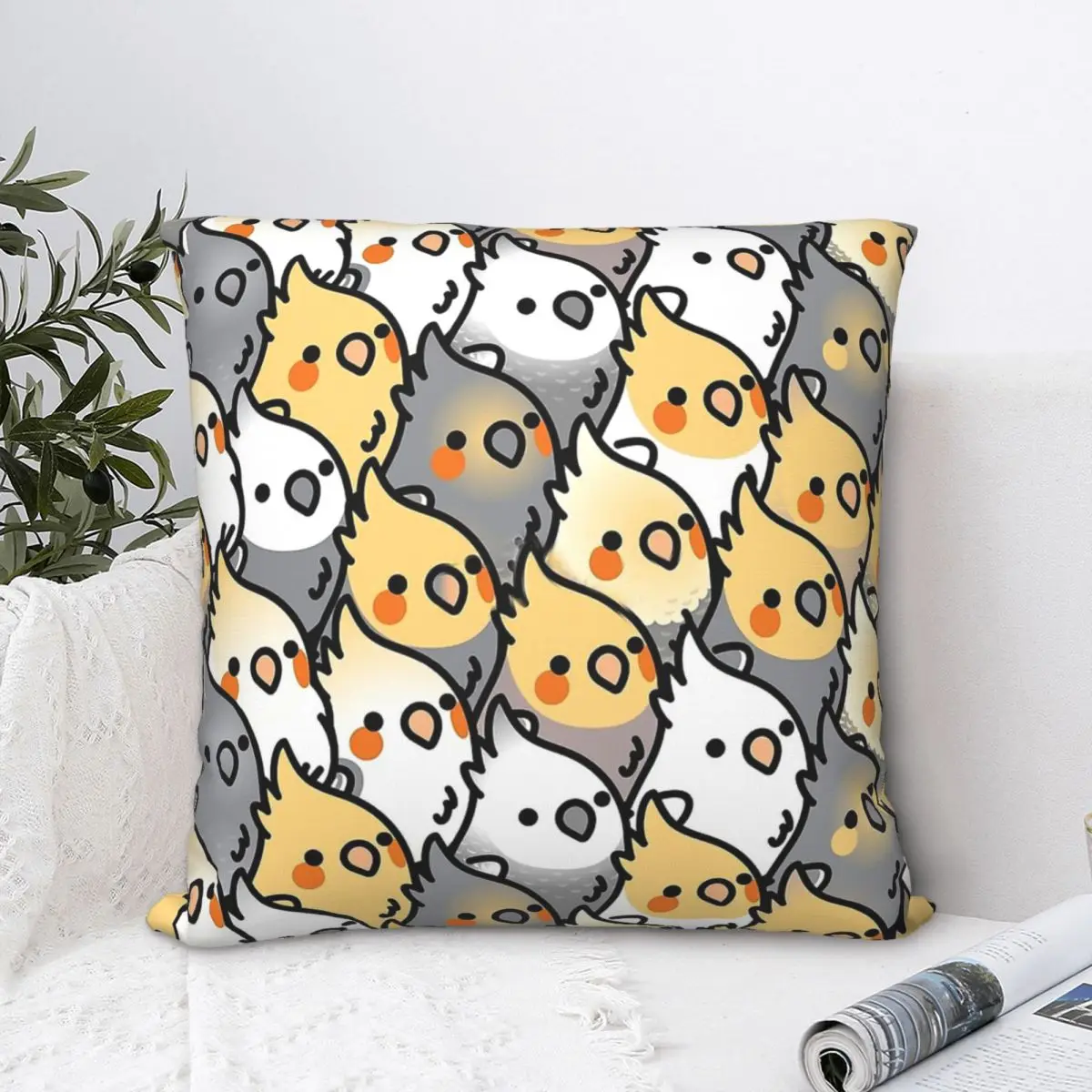 

Chubby Cockatiel Party Throw Pillow Case Backpack Cojines Covers DIY Printed Breathable Sofa Decor