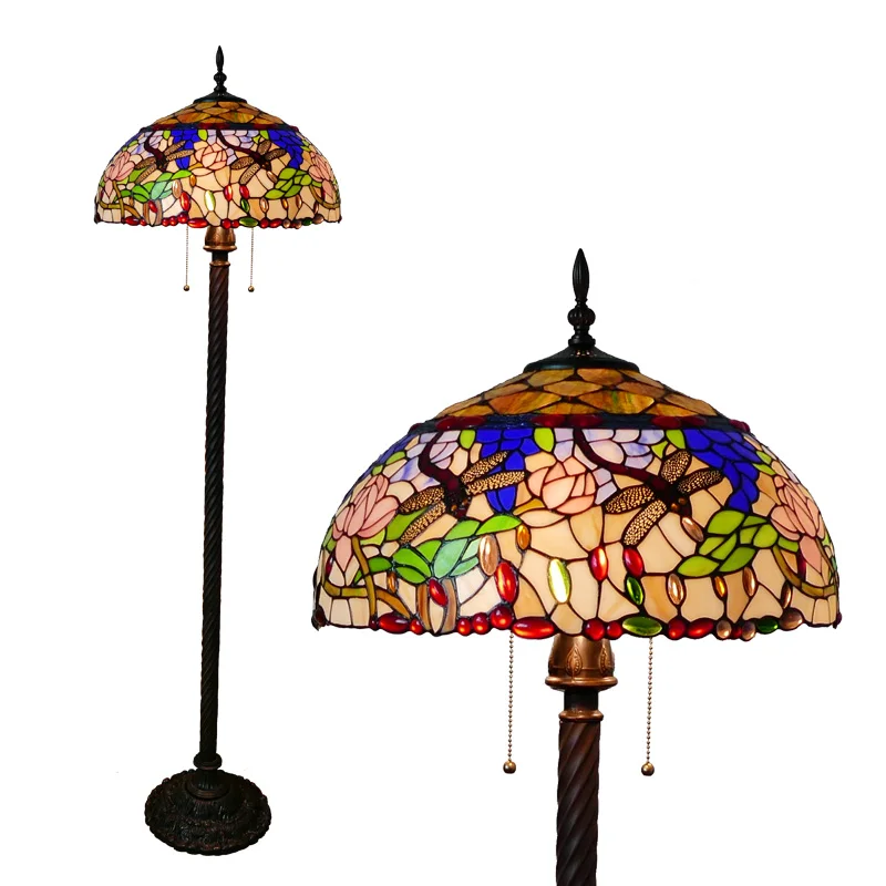 

Американская Металлическая Напольная Лампа в стиле ретро для гостиной и дивана, простая креативная пасторальная Светодиодная лампа в стиле барокко, стеклянная лампа