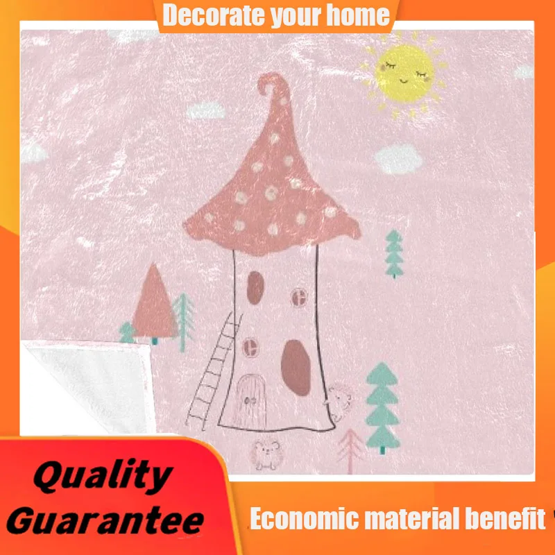 

Lightweight Hedgehog Mushroom Hut Printing Fleece Warm Soft Cozy Throws Blanket huggle blanket store