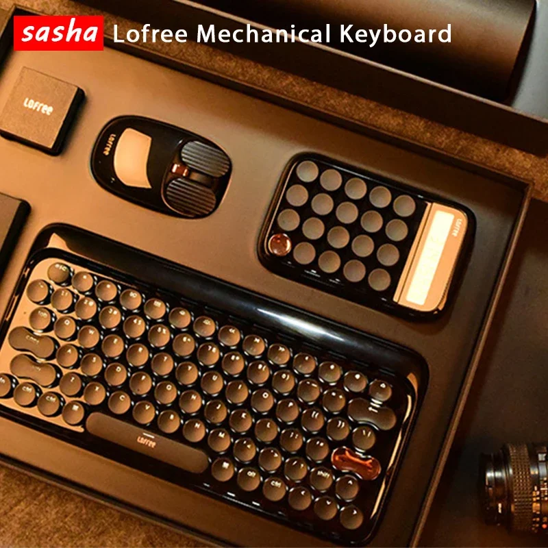 

Lofree Mechanical Keyboard Ink Gold Typewriter Backlit Game Laptop Keyboard Mouse Bluetooth Wireless Set Men Birthday Gifts