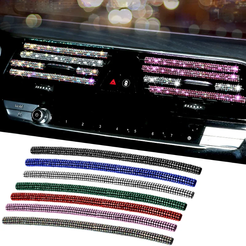 

Car Air Outlet Diamond Decorative Strips Air Conditioner Grille Colorful Rhinestones U Shape Clip Decor Interior Accessories