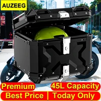 45l motorcycle top case aluminum tour tail box with security lock for store helmet large luggagewaterproof motorcycle top box