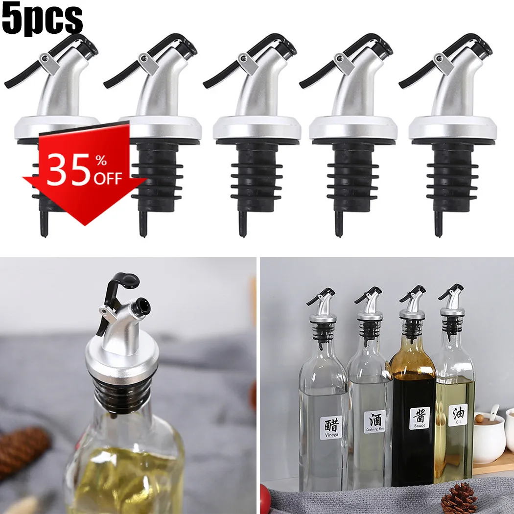 

5pcs Bottle Pourer Liquor Spirit Oil Olive Stopper Dispenser With Dust For Oil/vinegar/liqueurs/bourbon/wine/juice Kitchen Tools