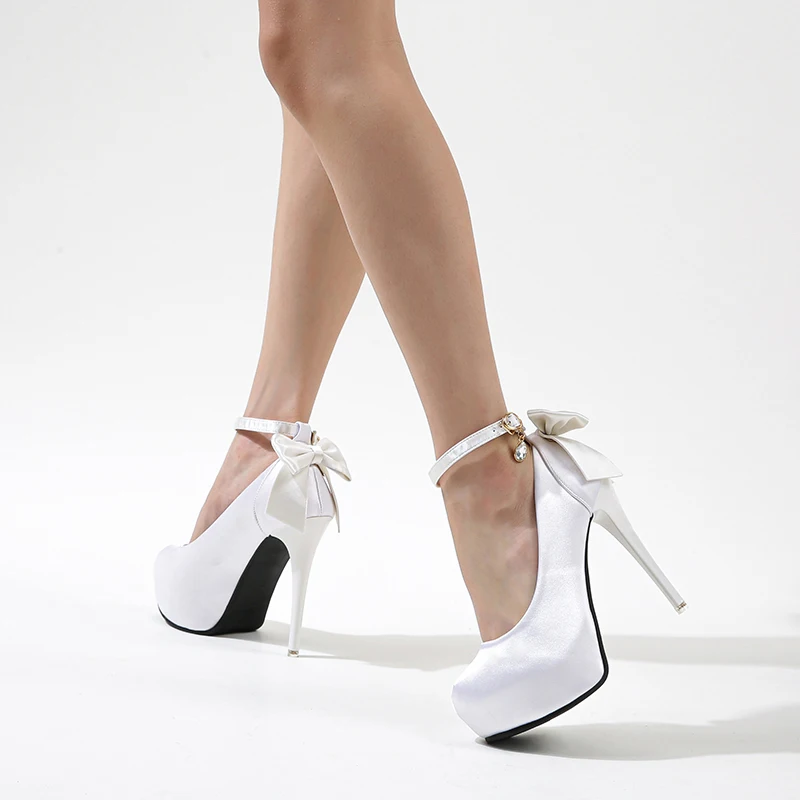 

Туфли-лодочки женские атласные, заостренный носок, платформа, высокий каблук, бусины, пикантные свадебные туфли, стразы, большие размеры 34-43