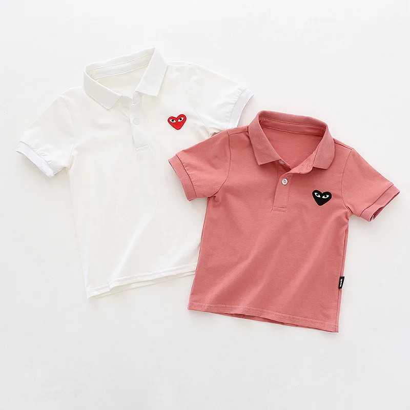 

3-9y Kids Polo Shirts Summer Boys Girls Tops Tees Short Sleeve Turn-Down Collar Solid Casual High Quality Children Clothes C27