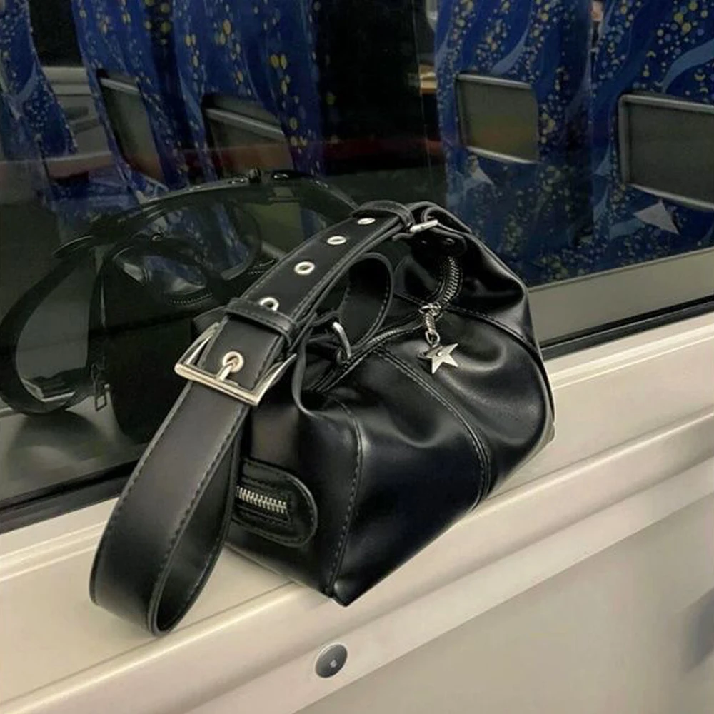 Винтажный Готический кошелек Y2k из искусственной кожи на молнии со звездами для