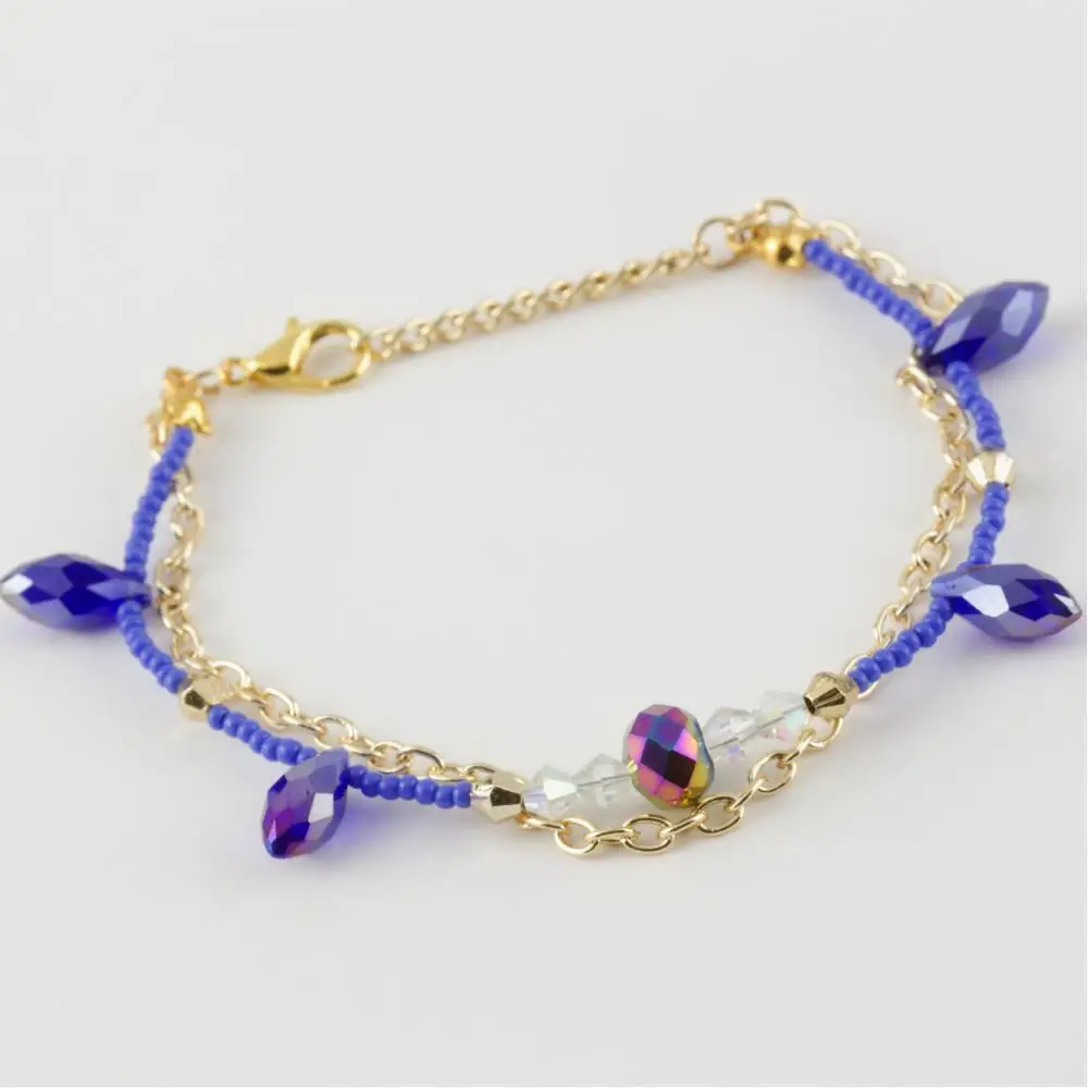 

Двойной браслет-цепочка с кристаллами