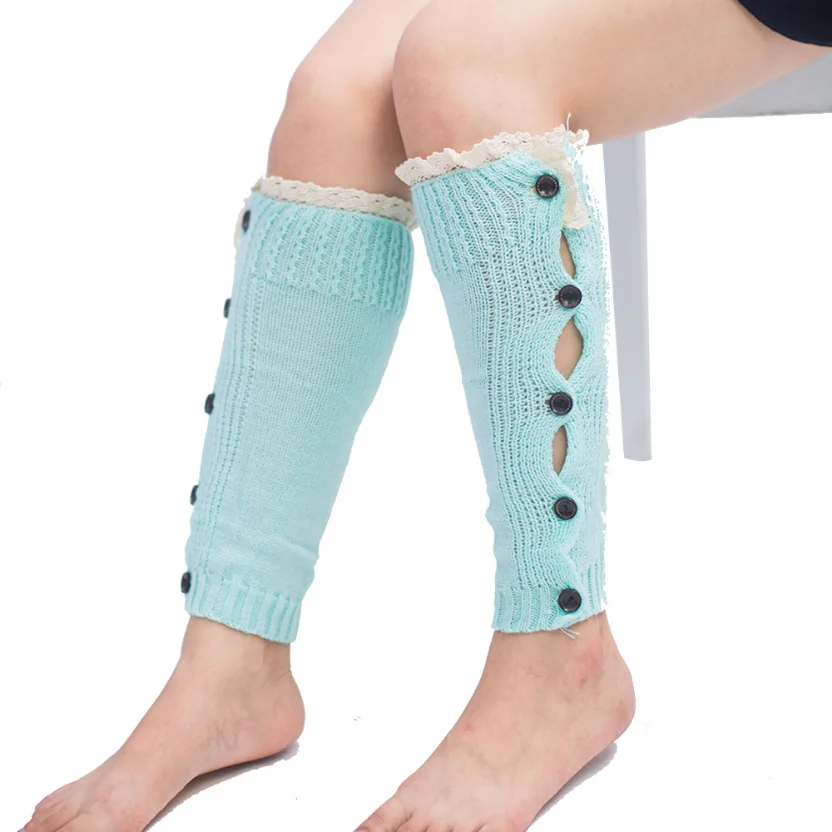 

Womens Leg Warmers Ankle Winter Warm Stretch Knitted Slouch Thermal Ladies Lace Thick Bottom Wool Boot Socks Female Gaiter