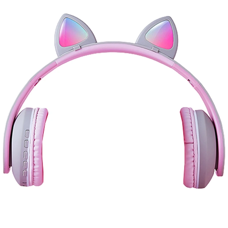 

Наушники с кошачьими ушками, компьютерные наушники со светодиодной подсветкой, гарнитура Bluetooth 5,0, наушники с поддержкой TF-карты