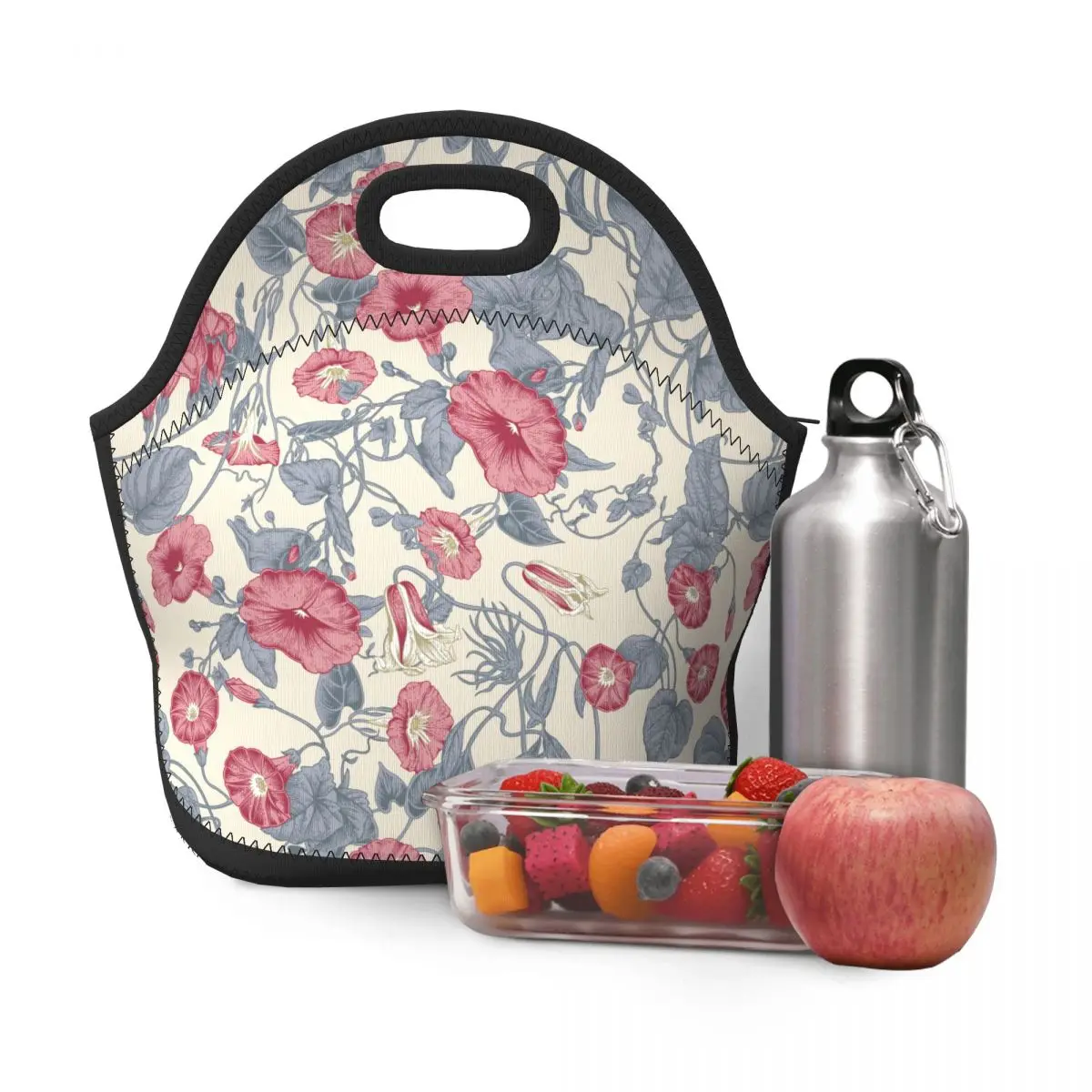 

Floral Lunch Bags for Women Girls School Lunch Box Food Fruits Drinks Organizer Grocery Pouch Top Handle Bags Cooler Bags