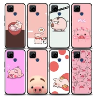 phone case for realme c2 c3 c21 c11 c12 c20 c35 oppo a53 a74 a16 a15 a9 a54 a95 a31 a52 tpu case cartoon pink cute pig