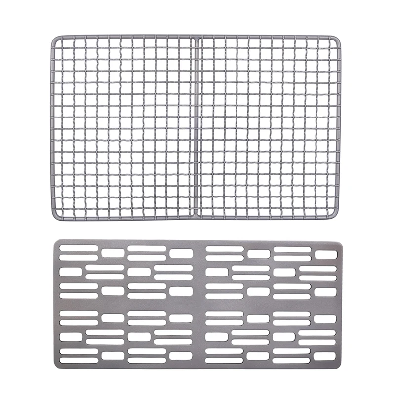

2 Pcs Titanium Charcoal Bbq Grill Barbecue Net Camping Outdoor Grill Net,255 X 165Mm & 250 X 110Mm