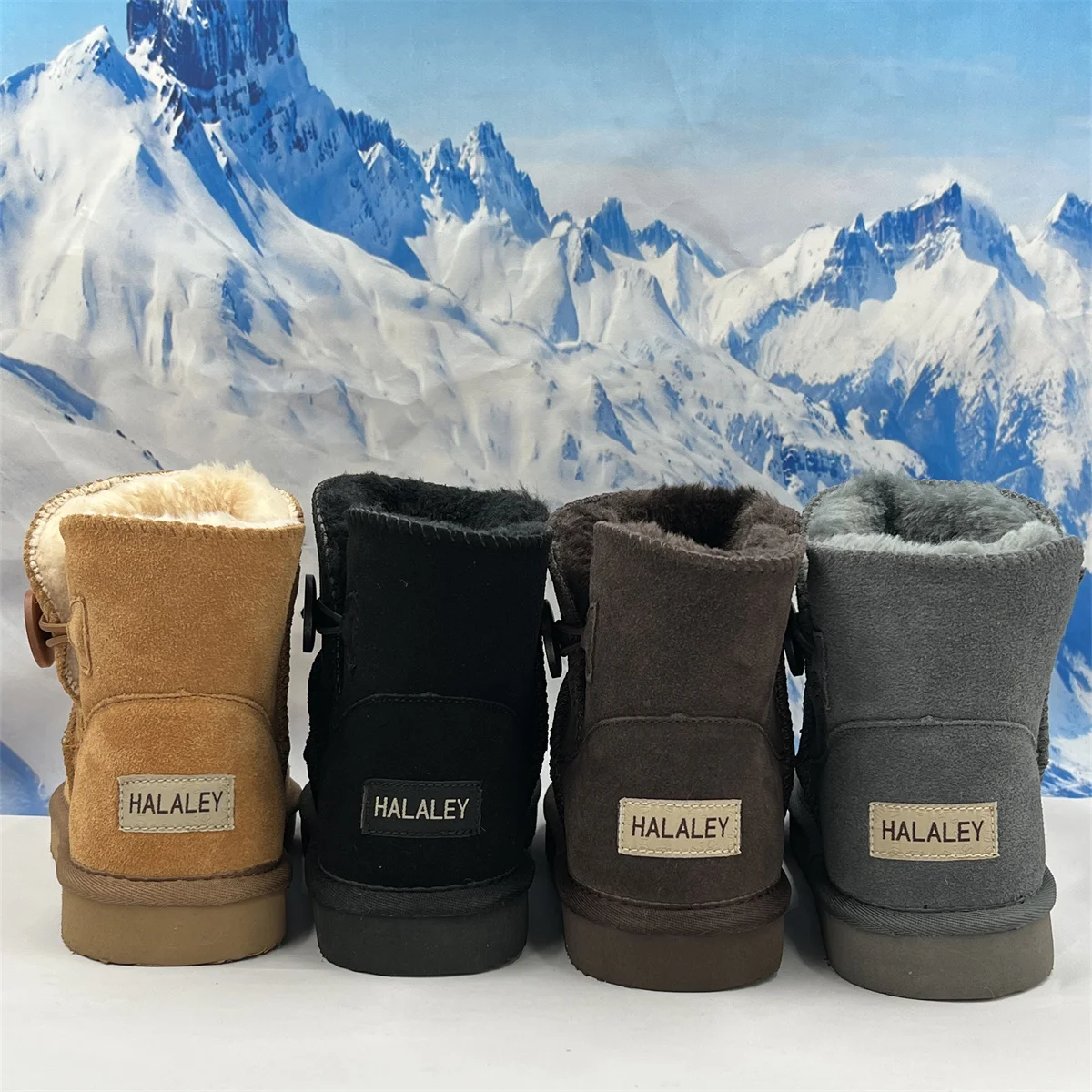 

Women's Classics Winter Shoes Woman Snow Boots Cow Suede Leather Fur Lined Warm Shoes Outdoor Ankle Booties