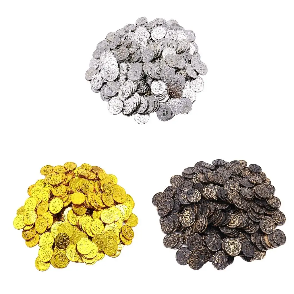 

100 Pcs Kids Pirate Plastic Treasure Coins Party Loot Bag Fillers Toys