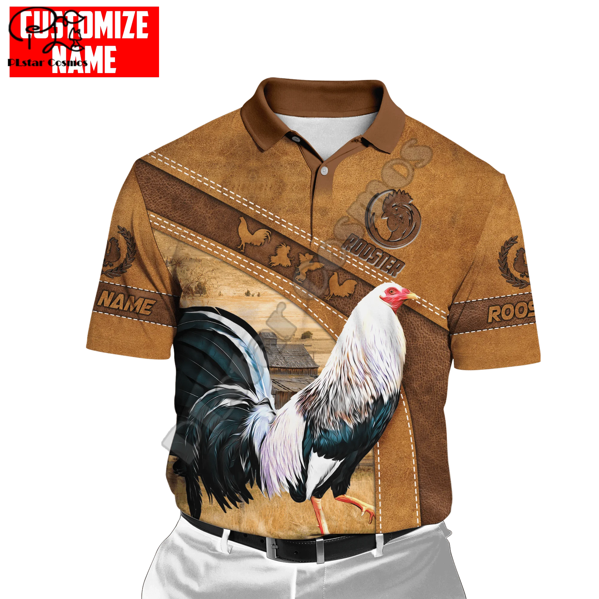 

Мужская летняя футболка-поло с коротким рукавом и 3D-принтом, R37