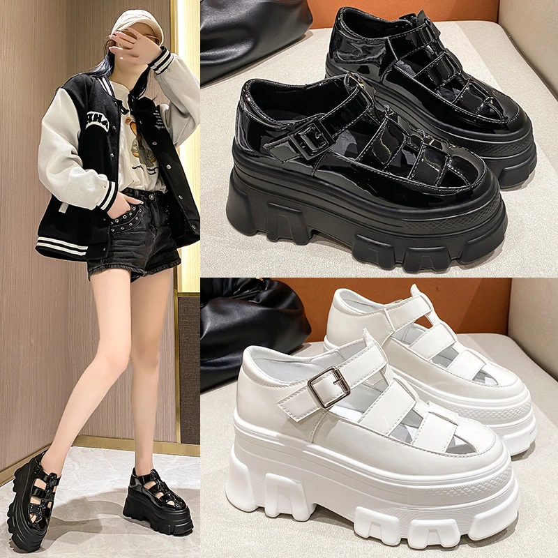 

2022 NEW Women's Sandals Summer Genuine Leather High Heels Shoes For Woman Summer Sandals Casual Buckle Female Sandal Shoes