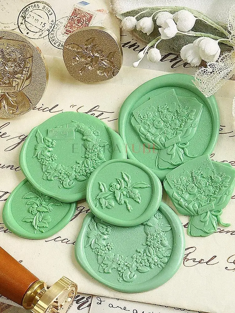 3D тисненый восковой штамп рельефный матовый букет исповедь венок подарочная