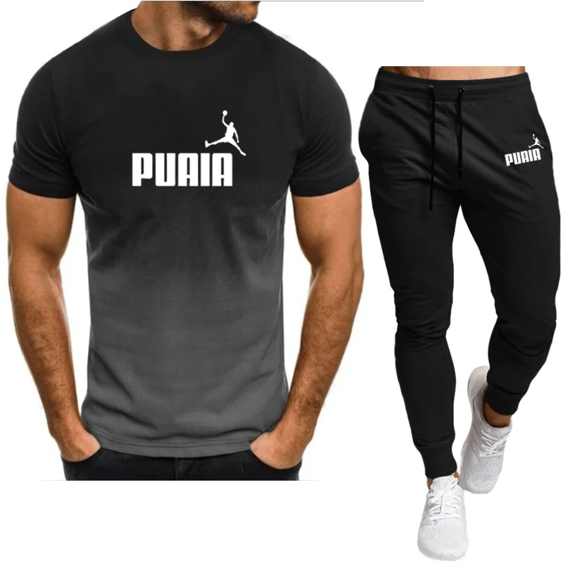 2023S Hot Selling New Men's Knitwear+Pants Set Men's Sports Set Brand Logo Printing Casual Fashion Cotton Short Sleeve T-shirt S