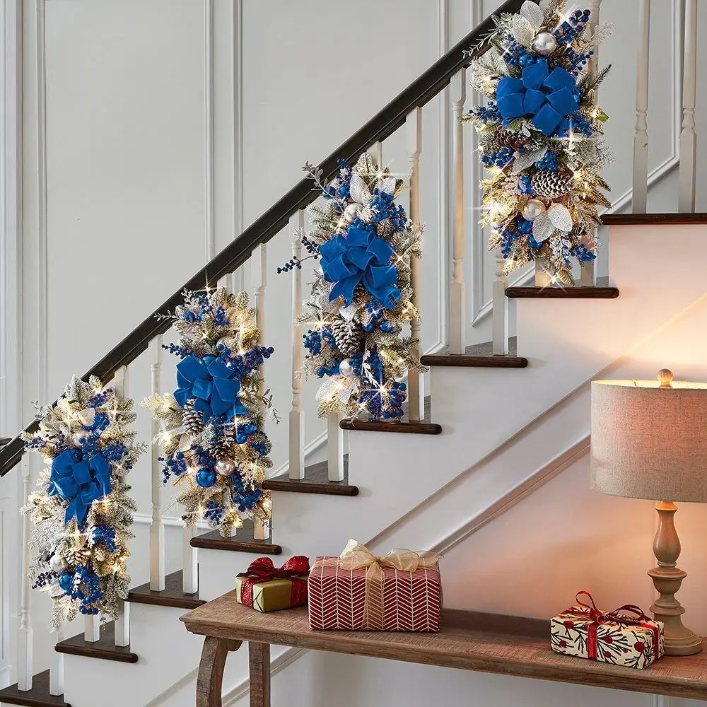 

Светодиодный светильник, новогодний декор, украшение для дома, подвесная гирлянда на дверь, Рождественский венок, подвеска из ротанга, подвеска на рождественскую елку