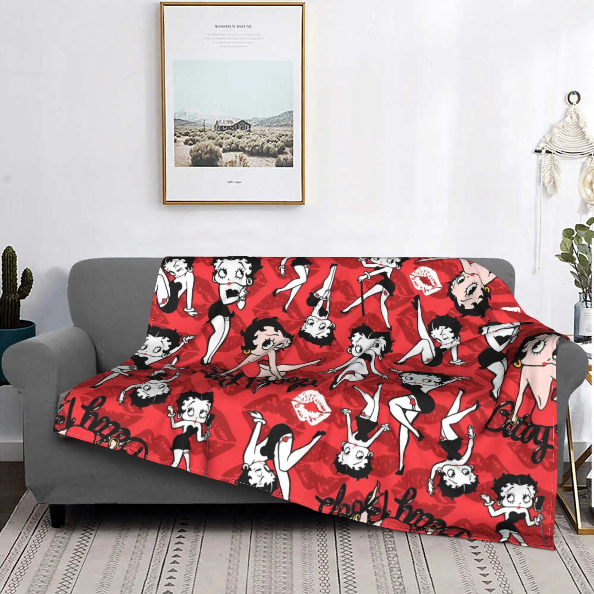 Одеяло B-Betty с рисунком B-Boop коллаж фланелевое одеяло японского аниме