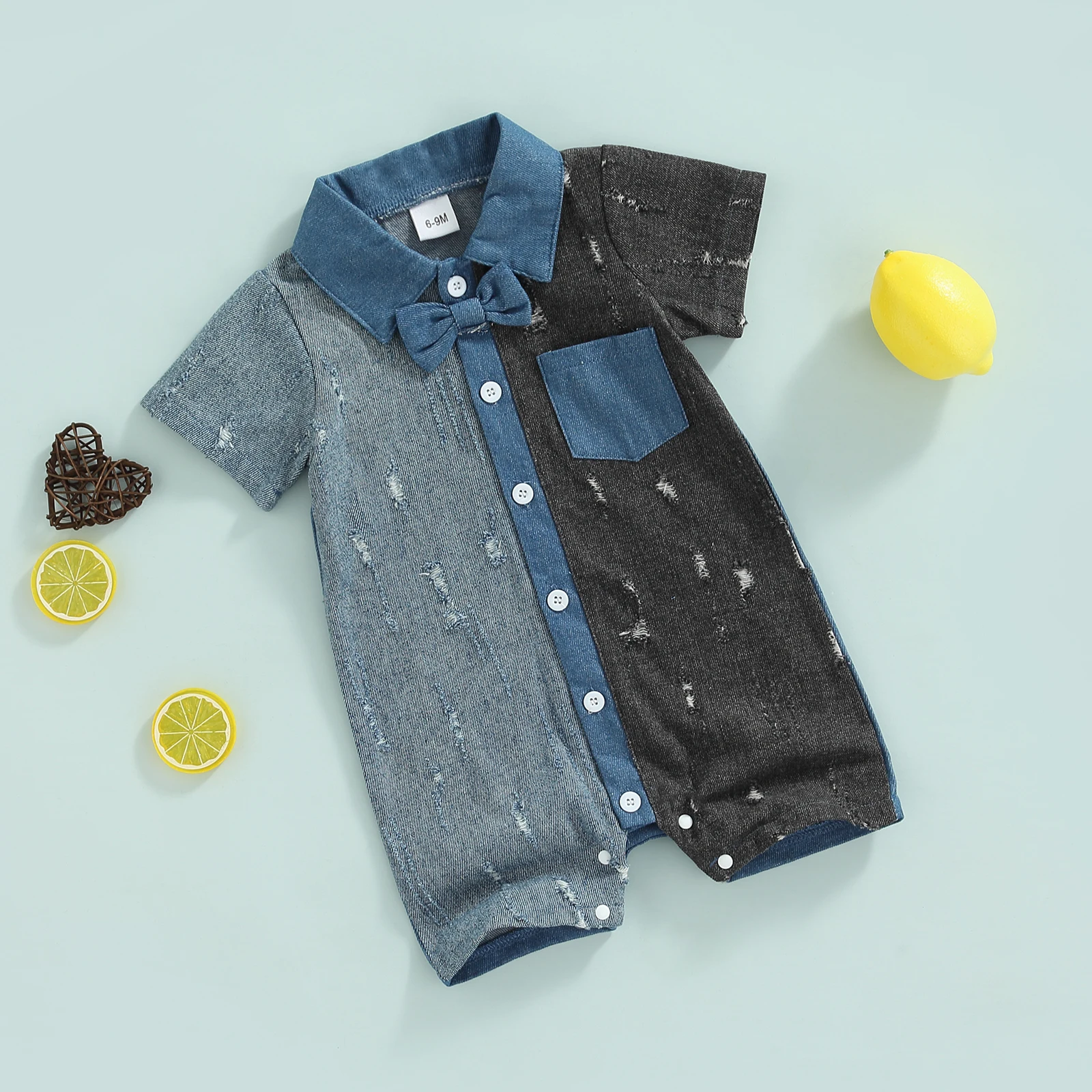 Одежда для маленьких мальчиков джинсовые комбинезоны в стиле пэчворк наряд